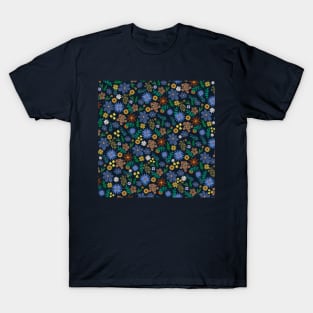 Pretty Colorful Ditsy Floral Blue Design T-Shirt